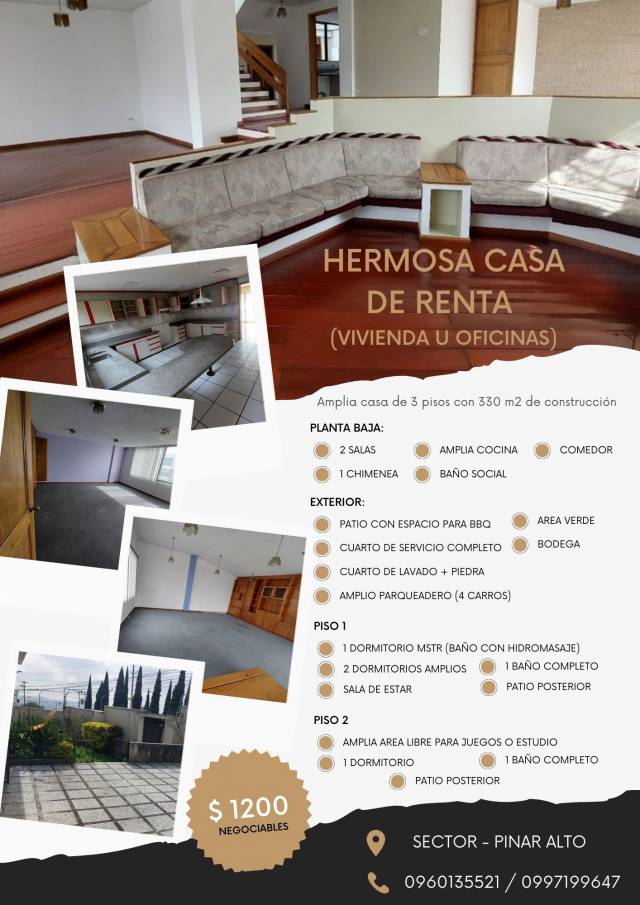 HERMOSA CASA GRANDE PARA VIVIENDA U OFICINAS - SECTOR EL PINAR