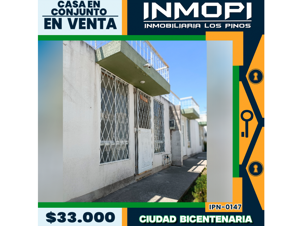 INMOPI VENDE CASA EN CONJUNTO, CIUDAD BICENTENARIO IPN ? 0147