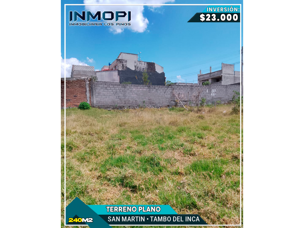 INMOPI VENDE TERRENO, SAN MARTIN ? IPS ? 0144