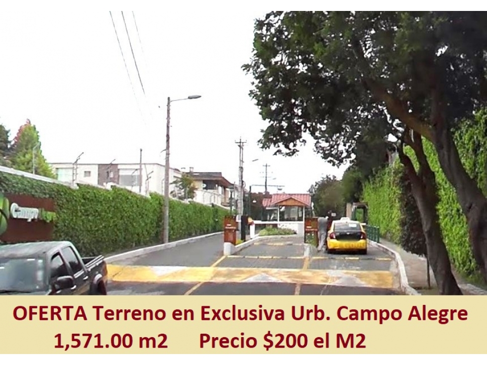 Terreno 1571m2 Exclusiva Urb. Campo Alegre a $160 el m2. Cod 6999320